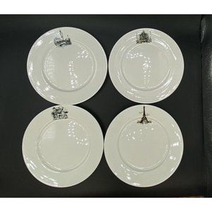 Kaysons Salad Plates 1966 Landmark Scenes 7 1/2” Eiffel Big Ben Taj Mahal Japan